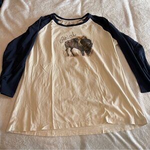 Ariat Womens' Buffalo Cream and Navy 3/4 Sleeve Tee